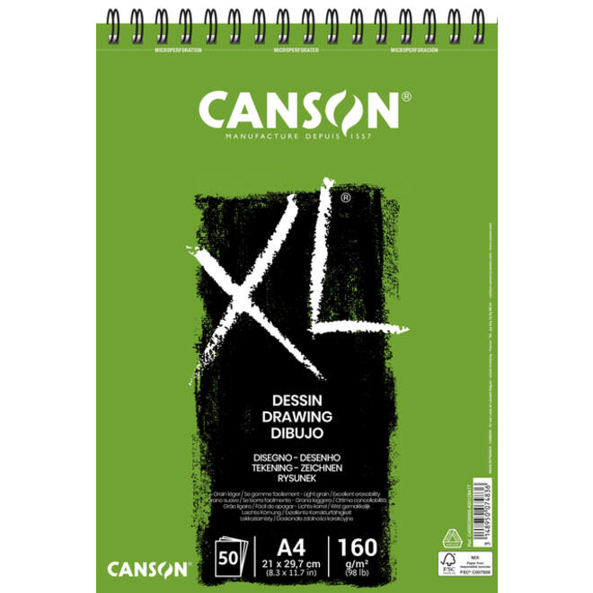 Tekenblok Canson XL Dessin A4 160gram 50vel spiraal