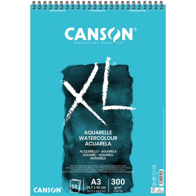 Aquarelblok Canson XL A3 30v 300gr spiraal