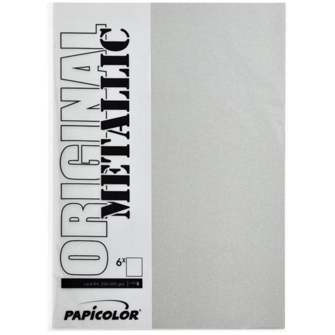 Kopieerpapier Papicolor A4 300gr 3vel metallic zilver