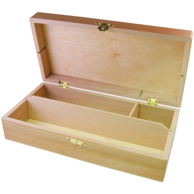 Tekendoos 25x12.5x6.5cm 3 vakken beukenhout