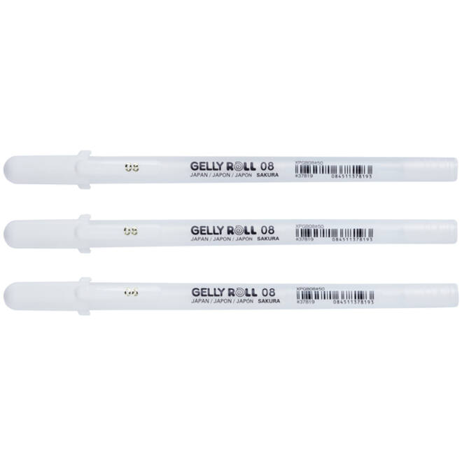 Gelschrijver Sakura Gelly Roll 08 medium 0.4mm set à 3 stuks wit