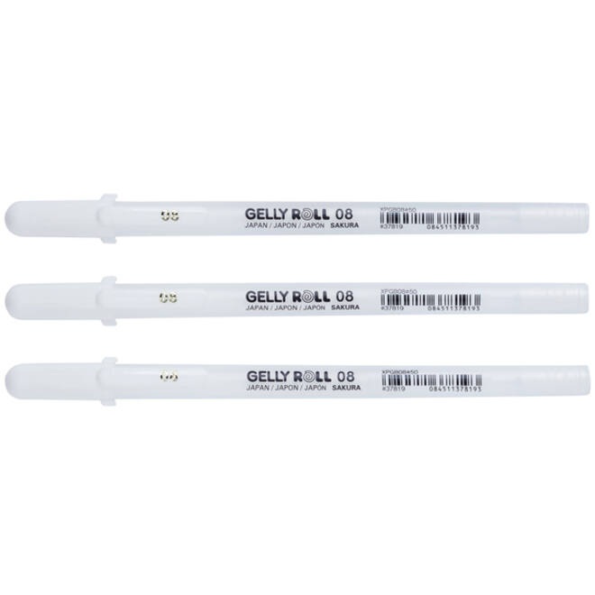 Gelschrijver Sakura Gelly Roll 08 medium 0.4mm set à 3 stuks wit