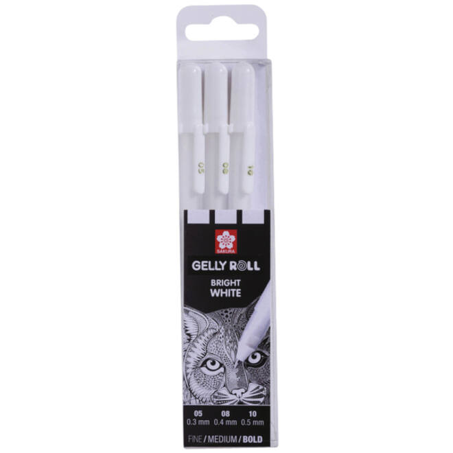 Gelpen Sakura Gelly Roll zuiver wit set 3 maten