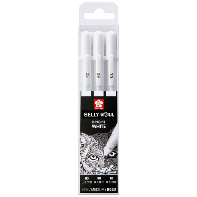 Gelpen Sakura Gelly Roll zuiver wit set 3 maten