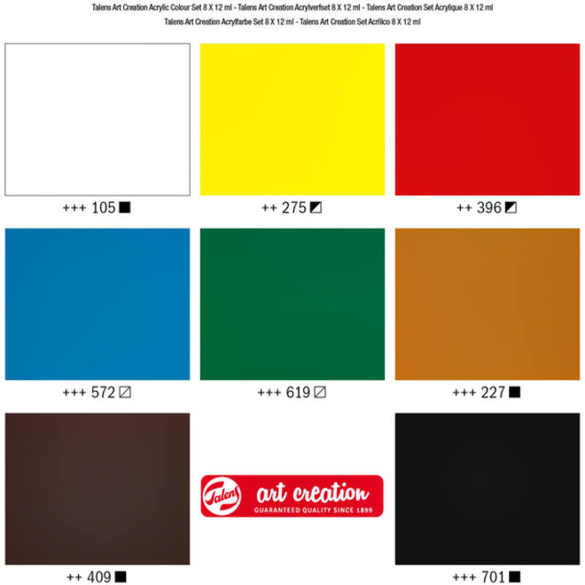Acrylverf Talens Art Creation met stappenplan 12ml set à 8 kleuren