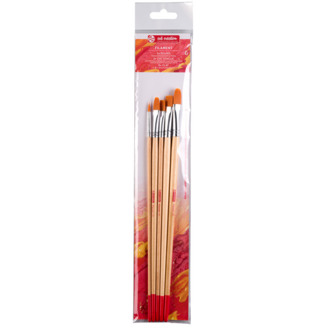 Penseel Talens Art Creation filament rond en plat set à 5 stuks