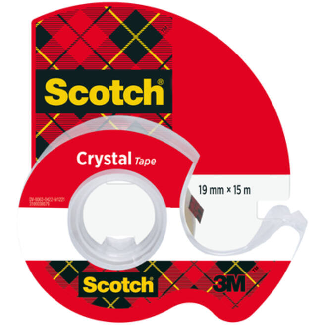 Plakband Scotch Crystal 600 19mmx15m transparant + handdispenser