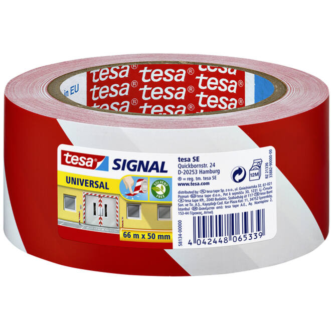 Waarschuwings- en markeringstape tesa® Signal Universal 66mx50mm rood/wit