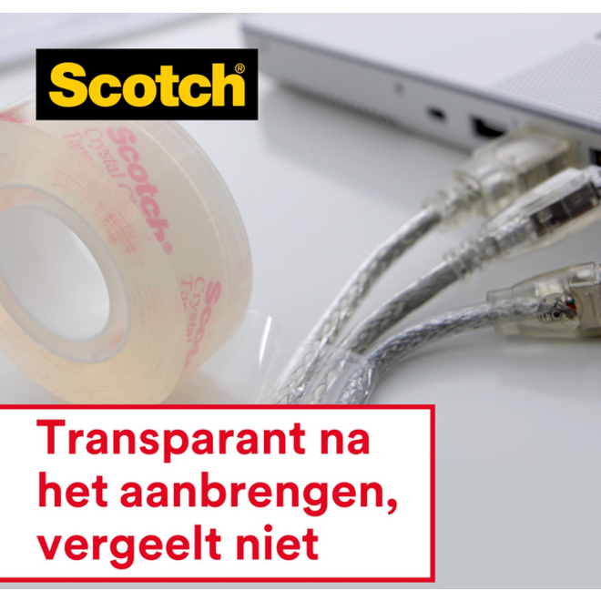 Plakband Scotch Crystal 600 19mmx33m transparant 7+1 gratis
