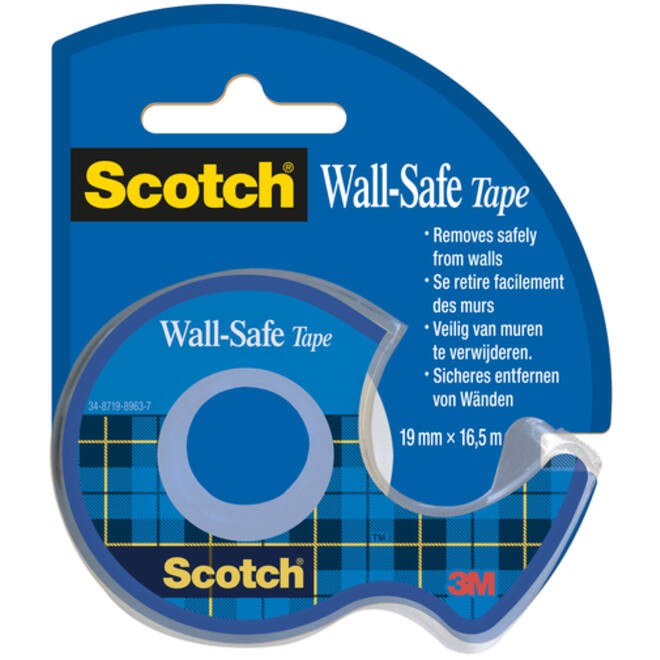 Plakband Scotch 19mmx16.5m Wall Safe + handdispenser
