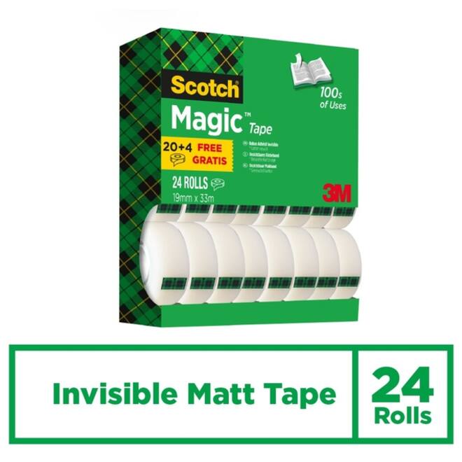 Plakband Scotch Magic 810 19mmx33m onzichtbaar mat 20+4 gratis