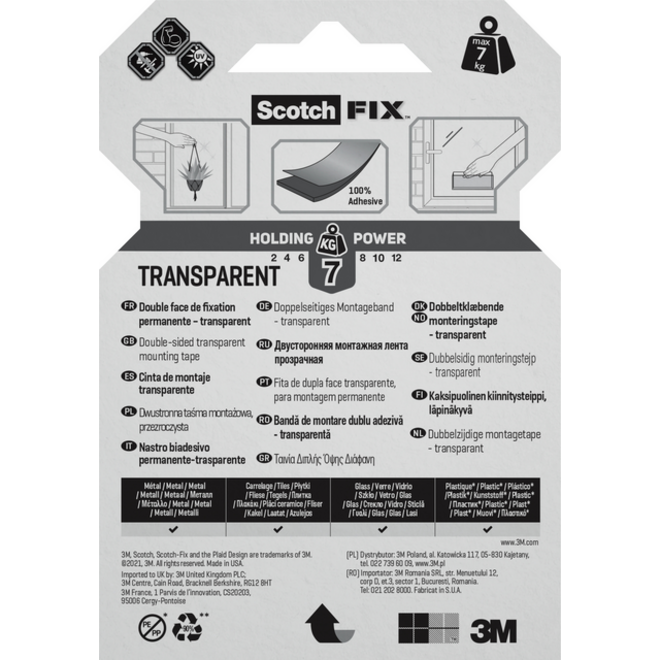 Plakband Scotch dubbelzijdig 19mmx1.5m transparant