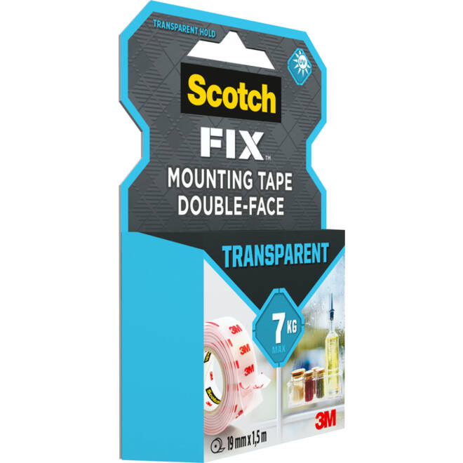 Plakband Scotch dubbelzijdig 19mmx1.5m transparant