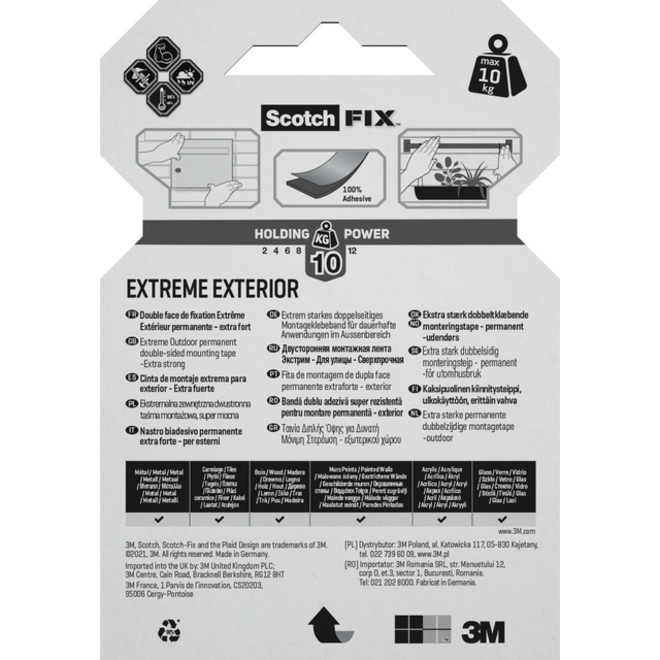 Plakband Scotch Extreme Exterior 19mm x 1,5m dubbelzijdig