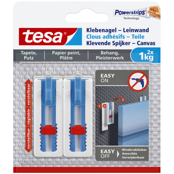 Klevende spijker tesa® canvas- behang en pleisterwerk 1kg wit