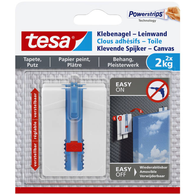Klevende spijker tesa® canvas- behang en pleisterwerk 2kg wit