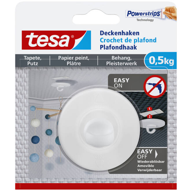 Plafondhaak tesa® behang & pleisterwerk zelfklevend 0,5 kg