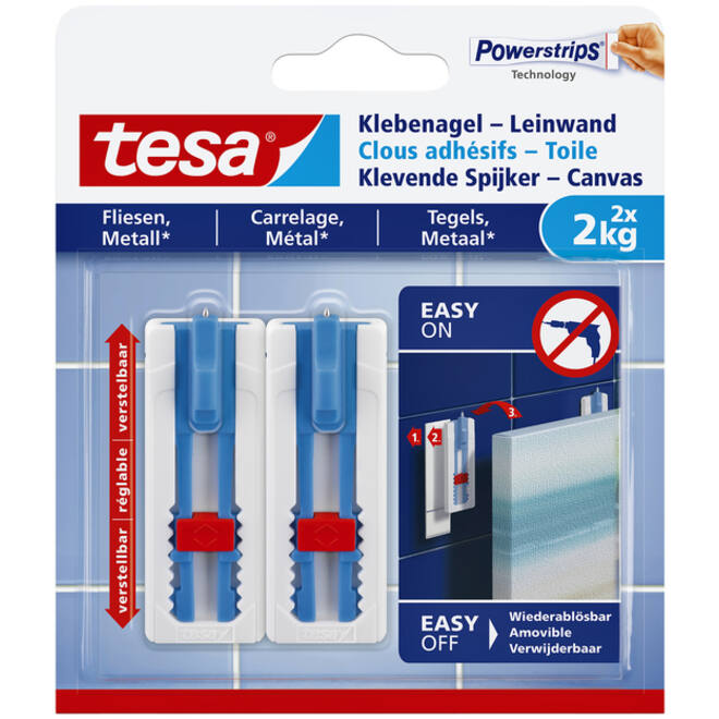 Klevende spijker tesa® canvas- tegels en metaal 2kg wit