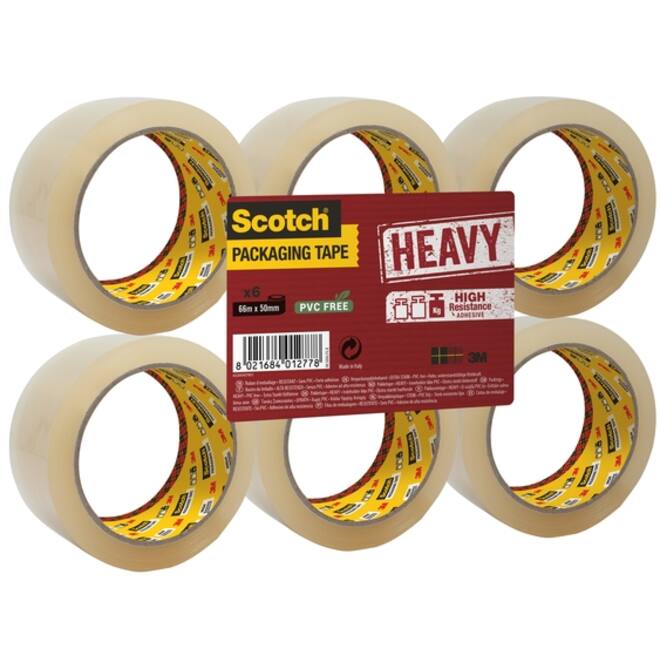 Verpakkingstape Scotch Heavy 50mmx66m transparant 6 rollen