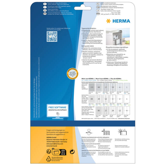 Etiket HERMA 4222 63.5x29.6mm weerbestendig zilver 675stuks
