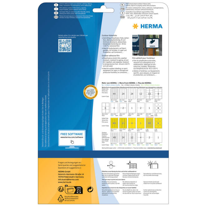 Etiket HERMA 9532 63.5x33.9mm weerbestendig wit 240st