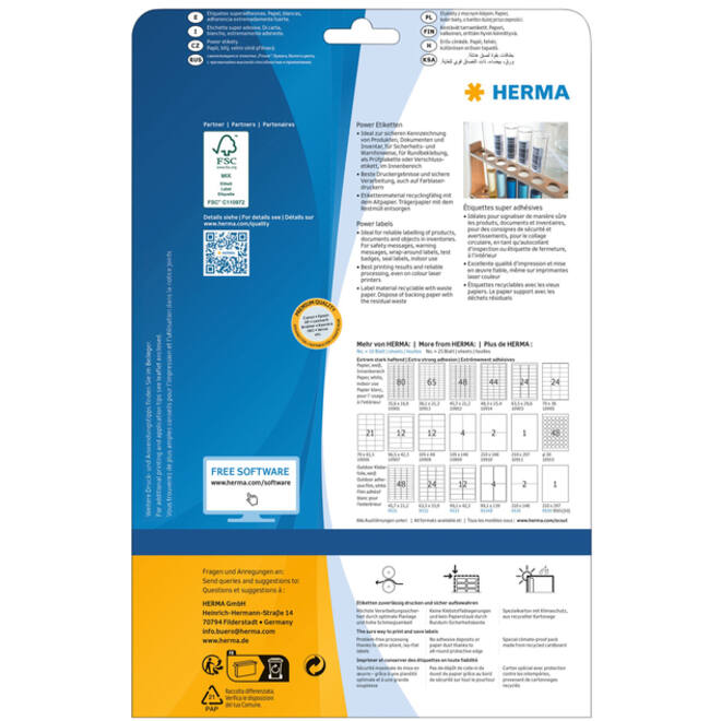 Etiket HERMA Power 10902 45.7x21.2mm wit 1200stuks