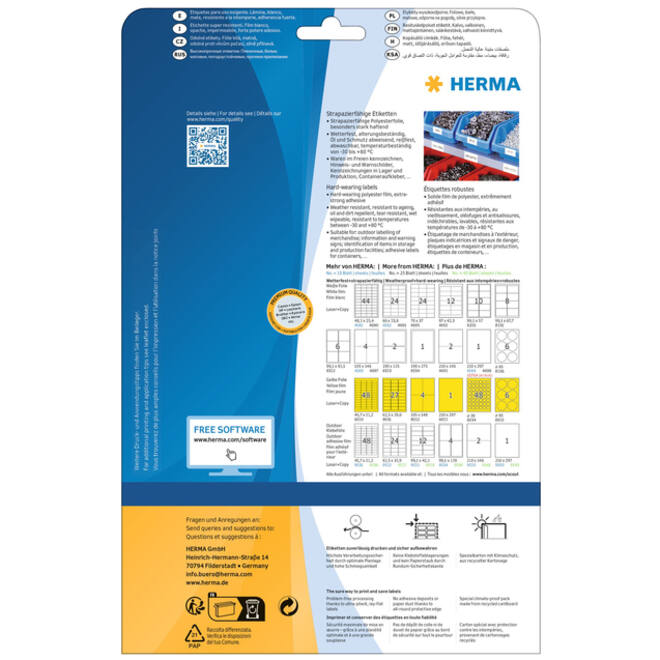 Etiket HERMA 8029 99.1x42.3mm weerbestendig geel 300stuks