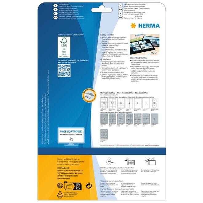 Etiket HERMA 4915 199.6X143.5mm 50st wit