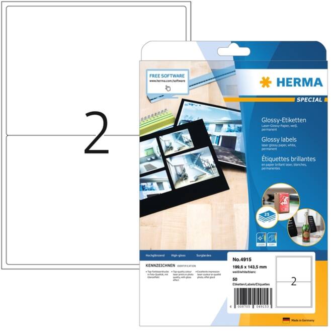 Etiket HERMA 4915 199.6X143.5mm 50st wit