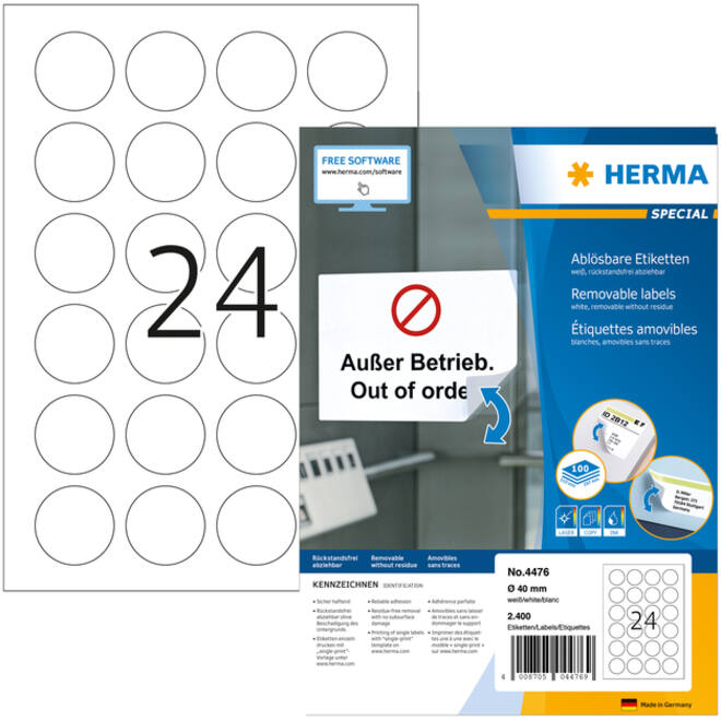 Etiket HERMA 4476 40mm 2400st
