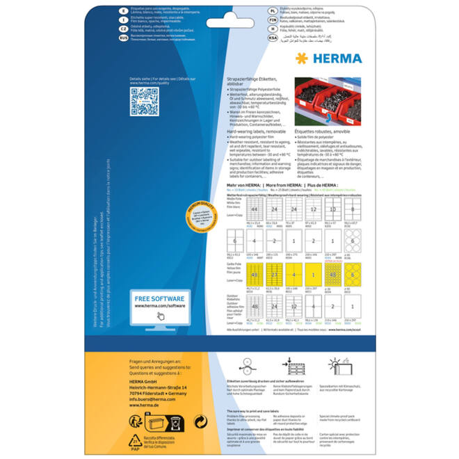 Etiket HERMA 4573 66x33.8mm folie wit 480stuks