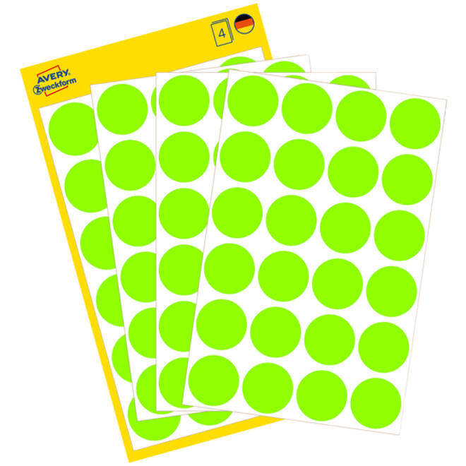 Etiket Avery Zweckform 3174 rond 18mm lichtgroen 96stuks