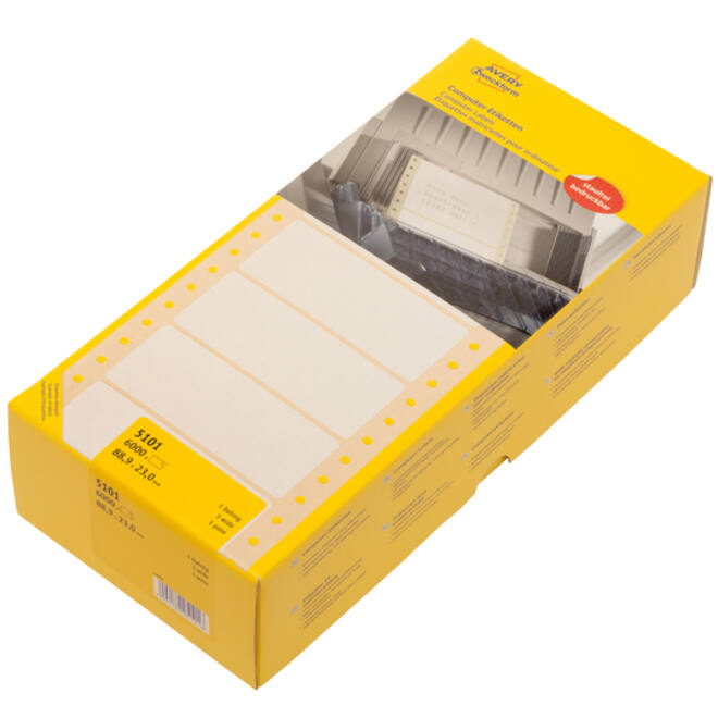 Etiket Avery Zweckform 5101 88.9x23mm 1-baans wit 6000stuks