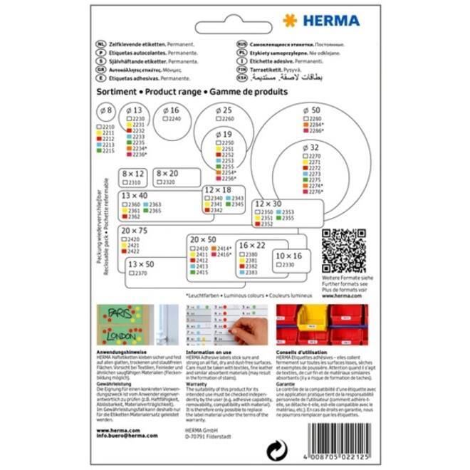Etiket HERMA 2212 rond 8mm rood 5632stuks