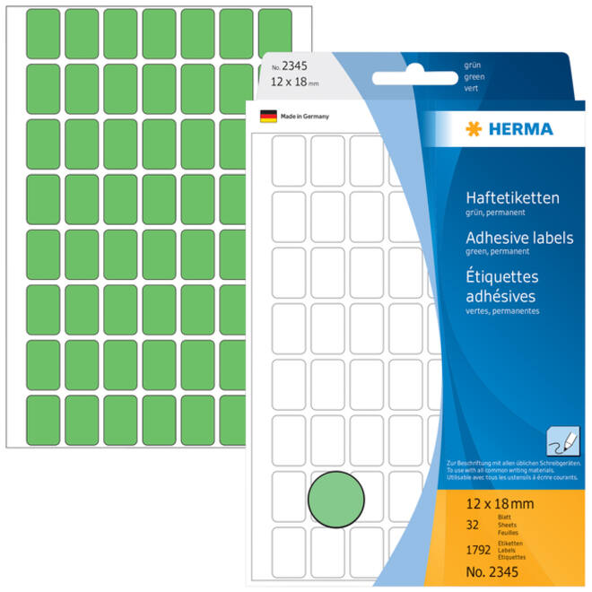Etiket HERMA 2345 12x18mm groen 1792stuks
