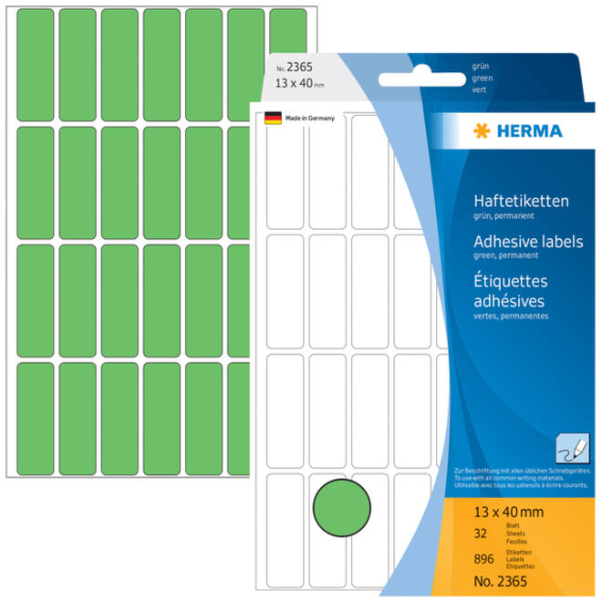 Etiket HERMA 2365 13x40mm groen 896stuks
