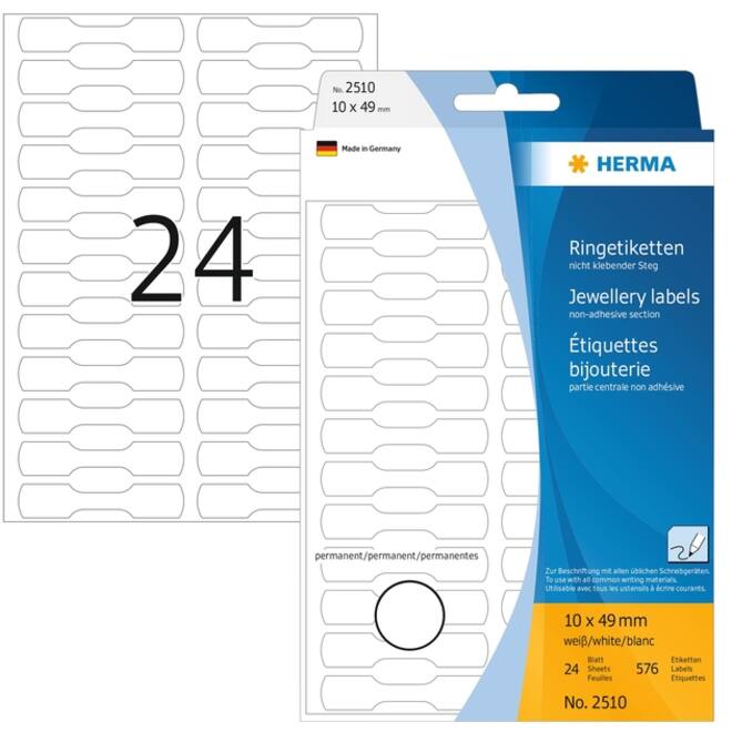 Etiket HERMA 2510 10x49mm wit 600 stuks