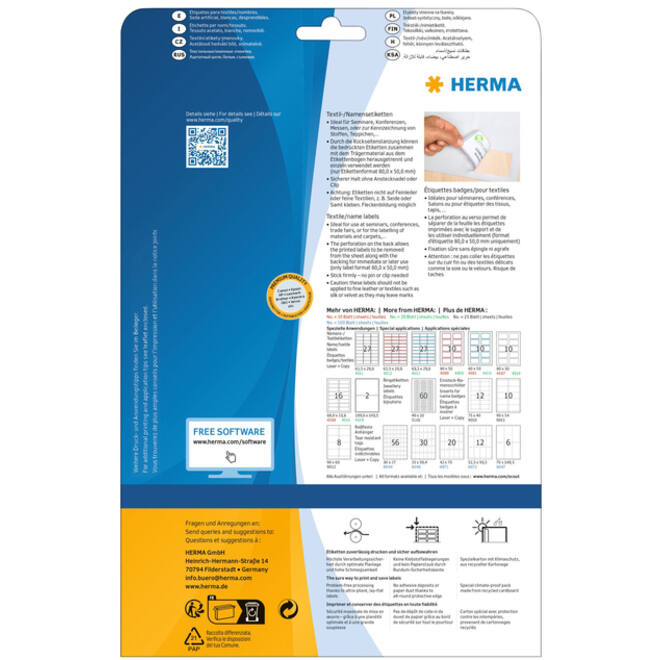 Etiket HERMA 4519 199.6x143.5mm acetaatzijde wit
