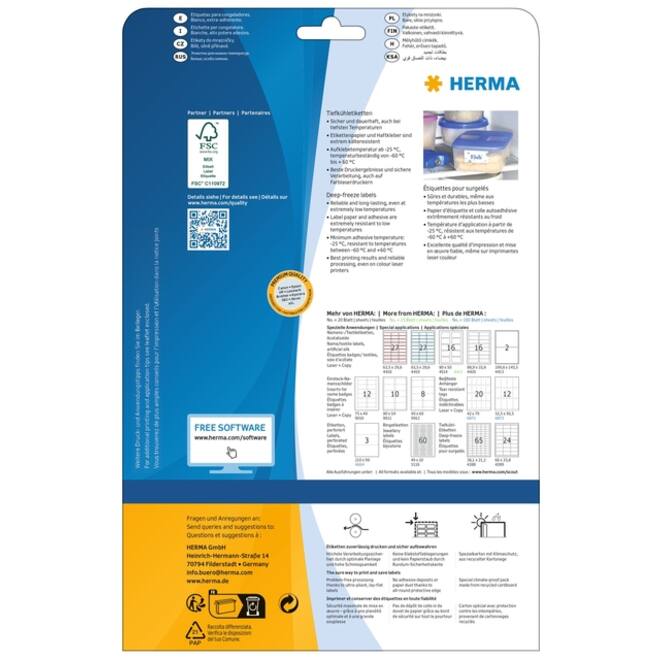 Etiket HERMA 4389 66x33.8mm diepvries wit 600stuks
