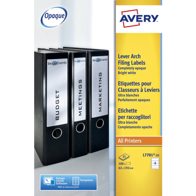 Rugetiket Avery breed 62x192mm zelfklevend wit