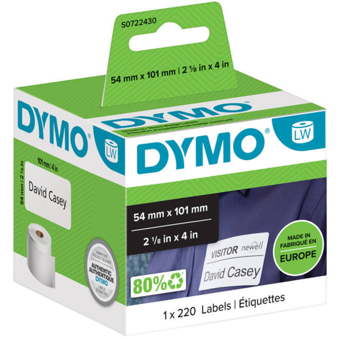 Etiket Dymo LabelWriter naamkaart 54x101mm 1 rol á 220 stuks wit