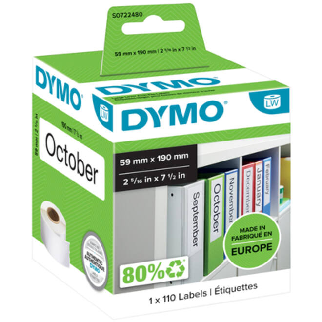 Etiket Dymo LabelWriter naamkaart ordner 59x190mm 1 rol á 110 stuks wit