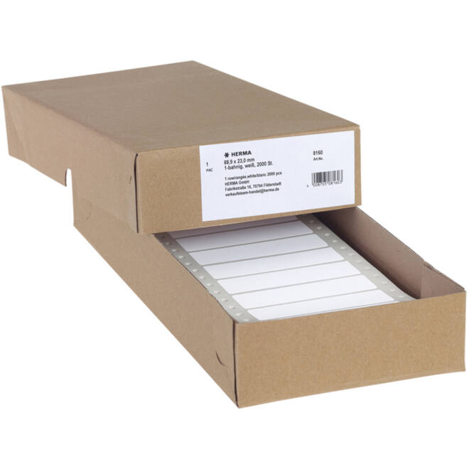 Etiket HERMA 8160 88.9x23mm 1-baans wit 2000stuks