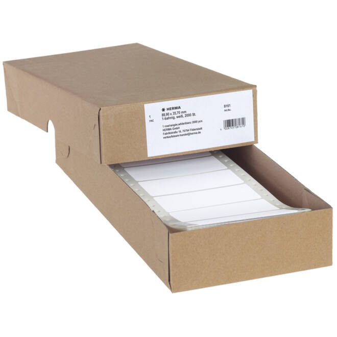 Etiket HERMA 8161 88.9x35.7mm 1-baans wit 2000stuks