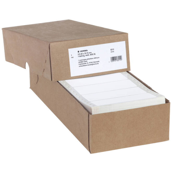 Etiket HERMA 8212 101.6x35.7mm 1-baans wit 4000stuks
