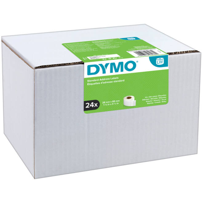 Etiket Dymo LabelWriter adressering 28x89mm 24 rollen á 130 stuks wit