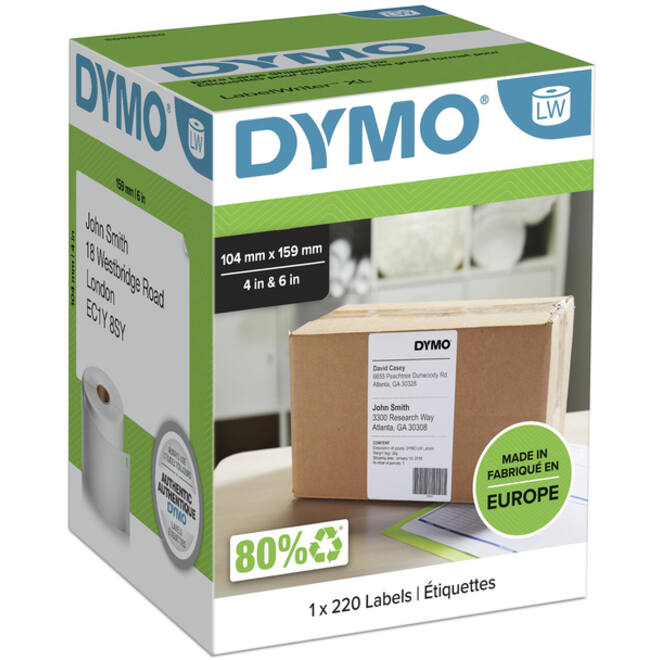 Etiket Dymo LabelWriter 5XL verzendlabel 104x159mm 1 rol á 220 stuks wit