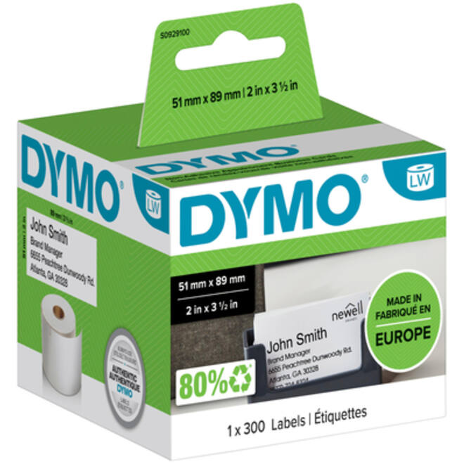 Etiket Dymo LabelWriter visitekaart 51x89mm 1 rol á 300 stuks wit