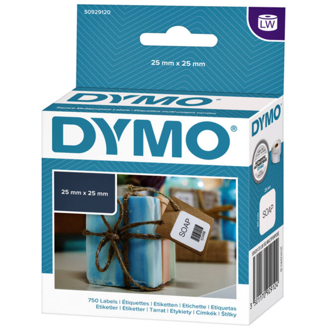Etiket Dymo LabelWriter multifunctioneel 25x25mm 1 rol á 750 stuks wit