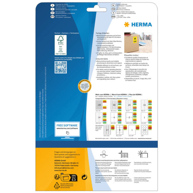 Etiket HERMA 4467 70x37mm verwijderbaar rood 480stuks